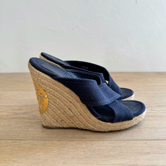 Tory Burch Navy Espadrille Wedges 6.5 - Picture 4 of 6